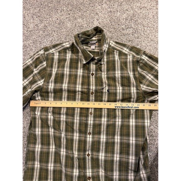 Carhartt Mens‎ Plaid Short Sleeve Button Down Shirt Olive Green Large - Picture 6 of 8